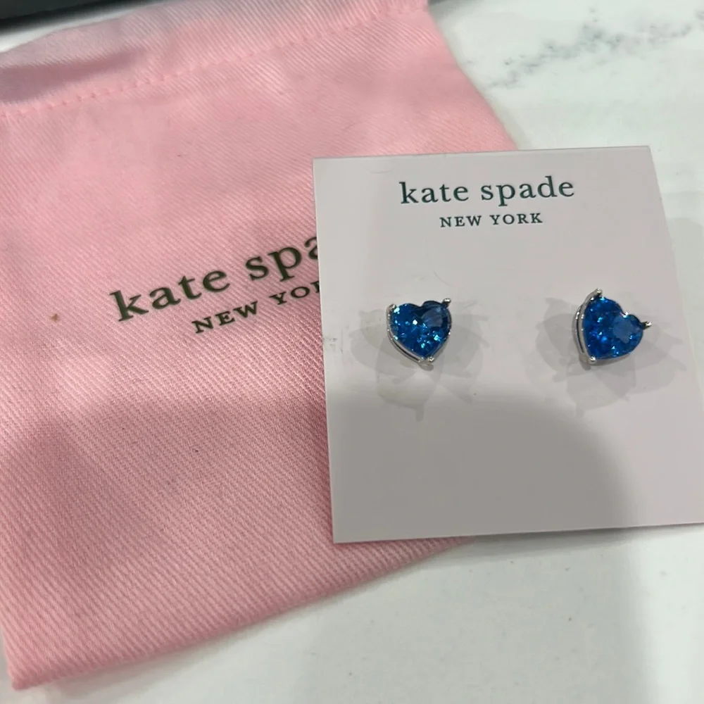 - Kate Spade NWOT my love CZ heart stud earrings